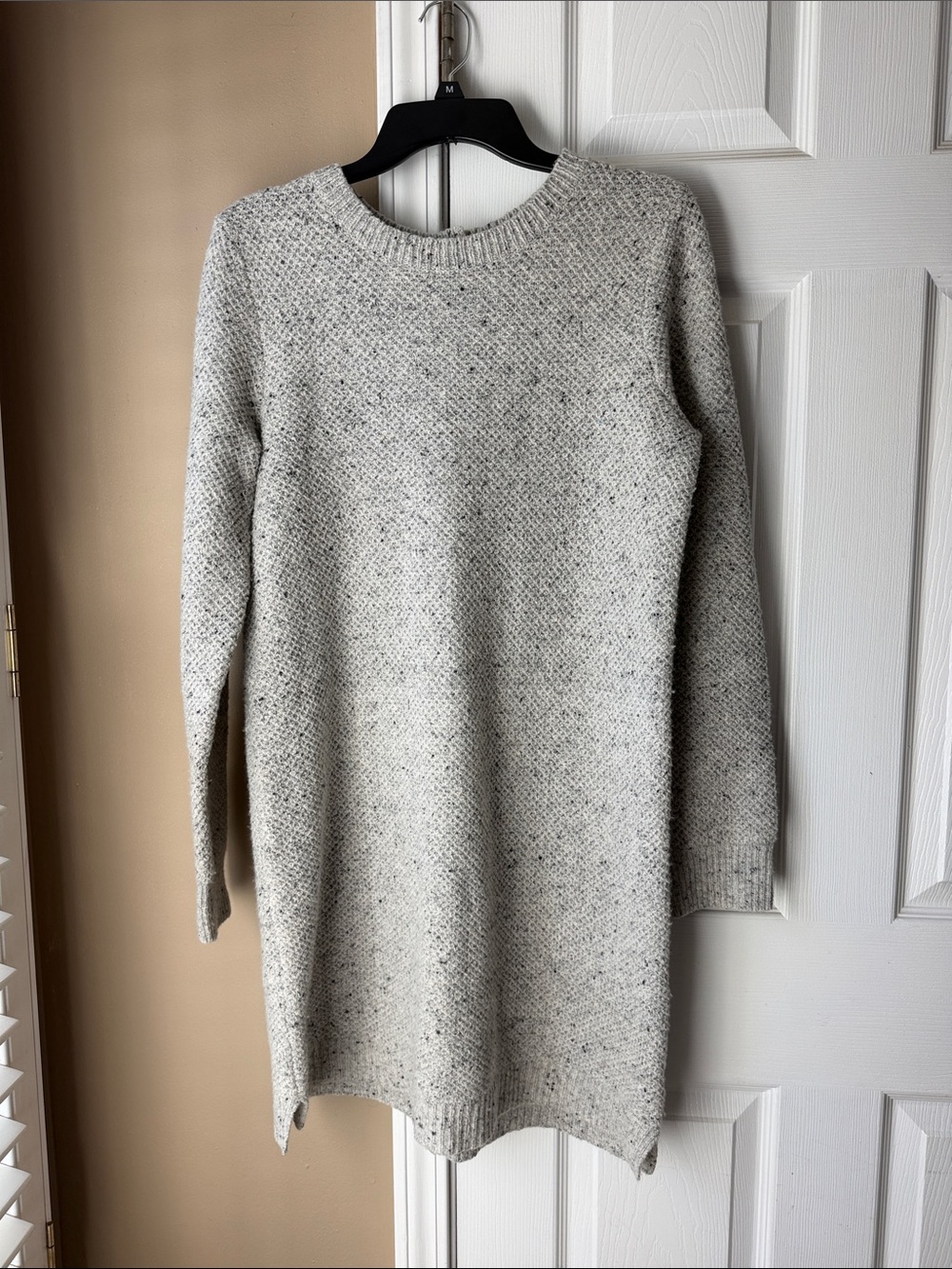 Madewell Speckled Gray Crewneck Long-Sleeve Knit Dress